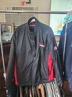Snap-on Black Jacket with Red Logo